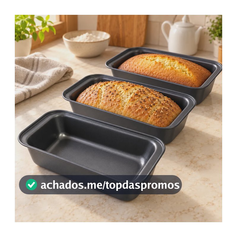 Kit 3 Forma De Pão Bolo Inglês Antiaderente Retangular 27cm