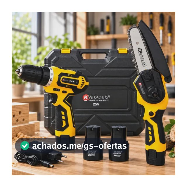 Kit Parafusadeira Mini Motosserra 2 Baterias Maleta Nakasaki