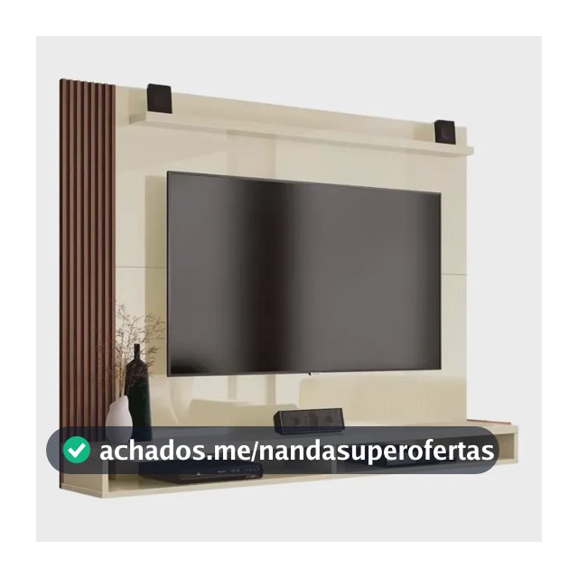 Painel TV Ripado EDN Dijon MDP Off White/Natural Até 50 Pol