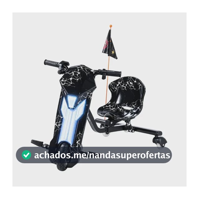 Triciclo Elétrico Drift Infantil 350w Potente 3 Velocidades até 100kg Bluetooth Led Skide Maxi Voltz - Preto