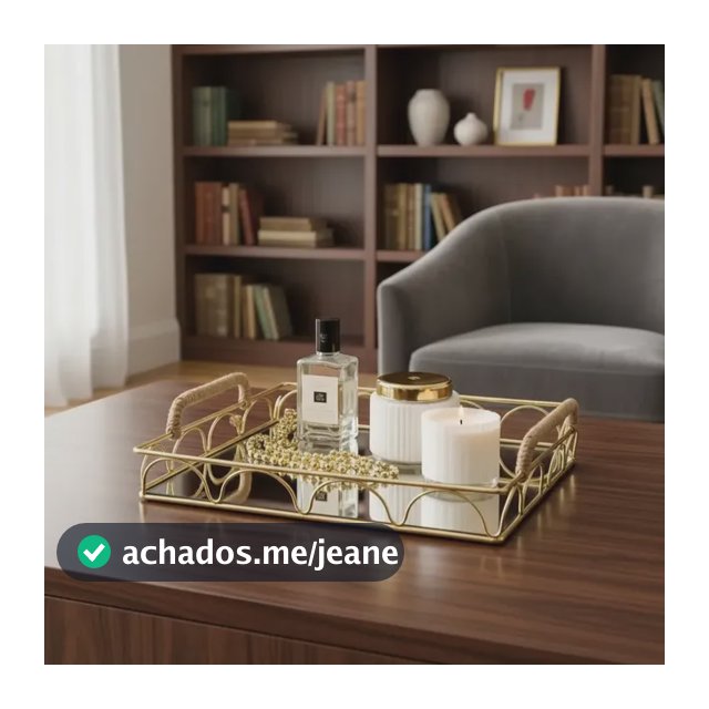 Bandeja Decorativa Grande Para Bar Café Dourada Espelhada Dourado-escuro