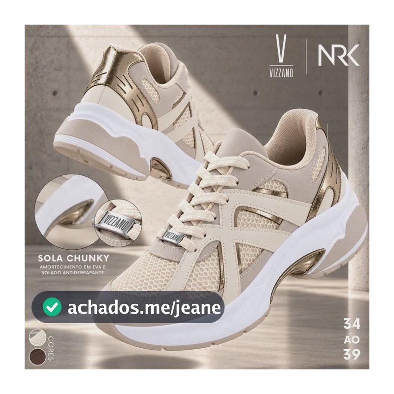 Tênis Feminino Vizzano Chunky Moderno Leve Branco Off 37 Br