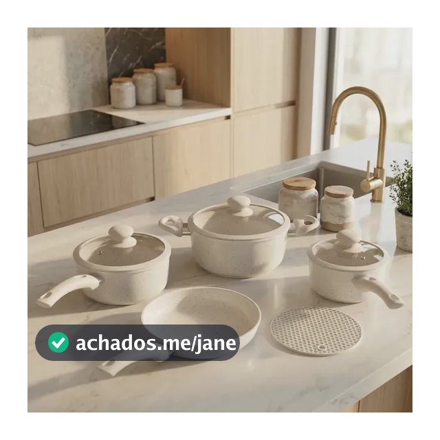 Jogo Panela Ceramica Antiaderente 5pç Tampa Silicone Induçao Bege