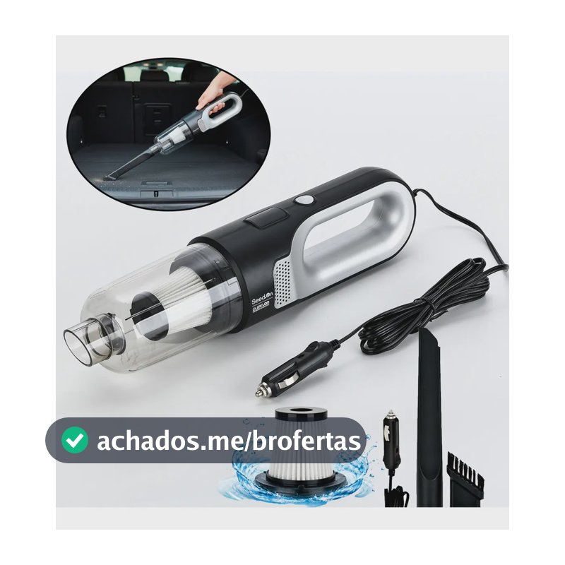 Aspirador De Pó E Sujeiras Automotivo Potente 180w Com Filtro Hepa E Cabo De 4,0m Para Carro Caminhão Caminhonete Portátil
