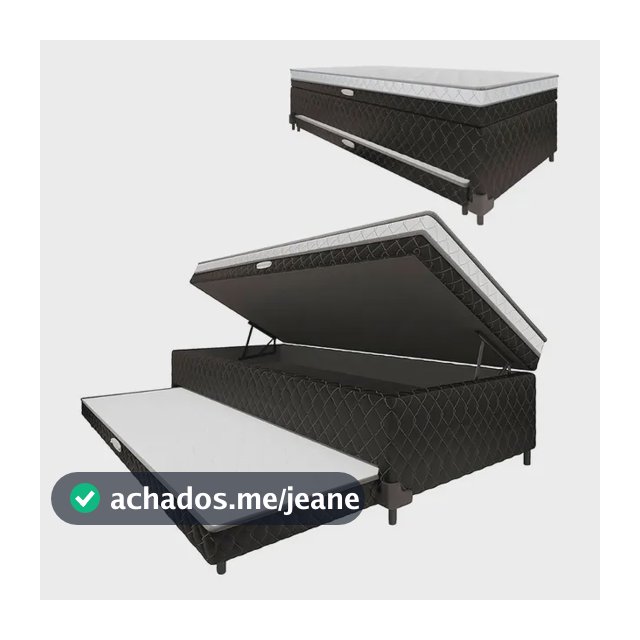 Bicama Box Baú Solteiro C/ Colchão De Espuma + Cama Auxiliar Preto