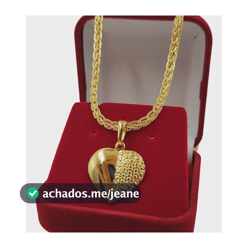 Corrente Feminina Moeda Antiga Com Pingente Coração Liso Dourado