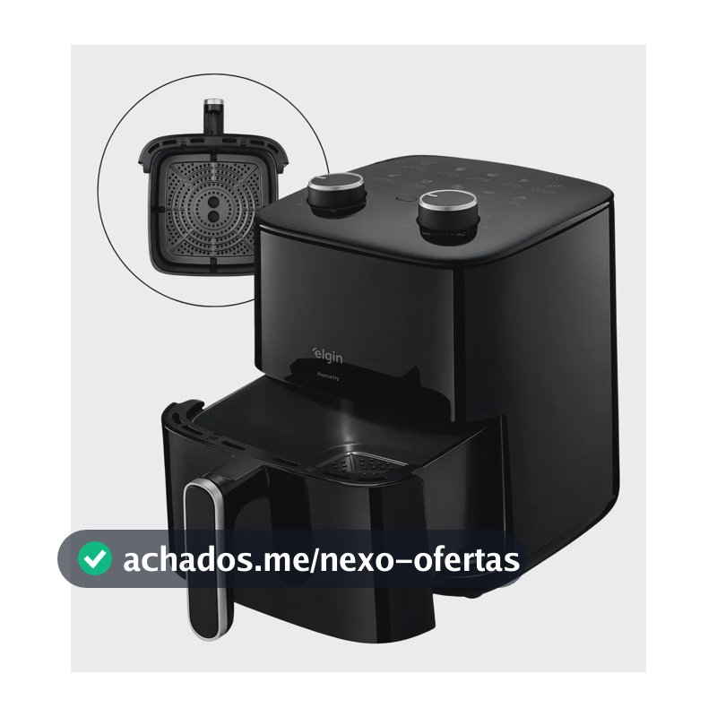 Fritadeira Air Fryer Prática Fry 3,7l 1400w Preta Grelha Removível Sem Óleo