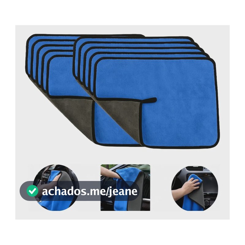 Kit 10 Panos Flanela Microfibra Premium Pro Grande Azul