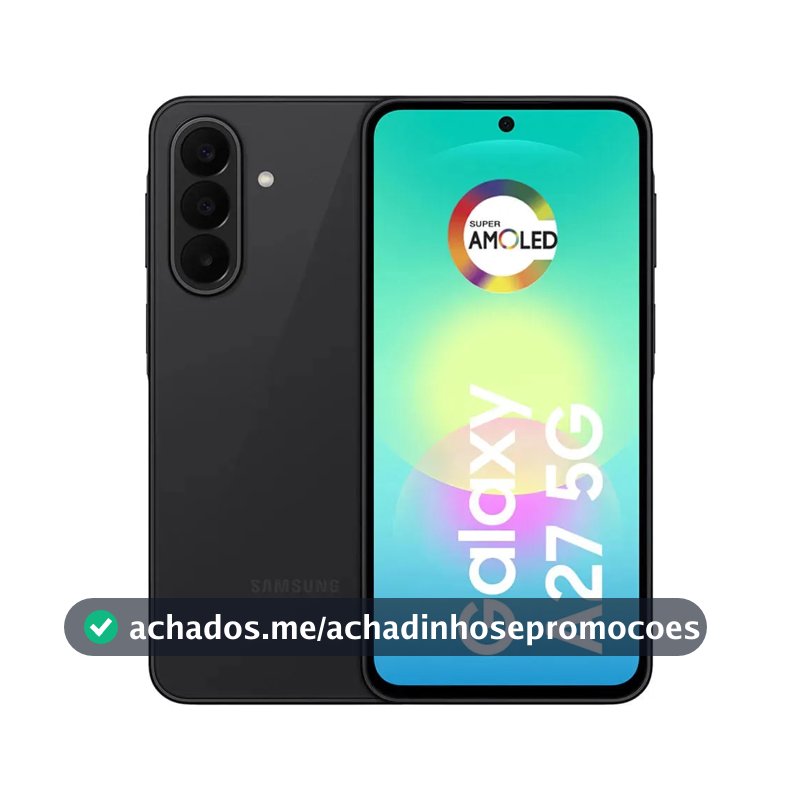 Smartphone Samsung Galaxy A27 5G 128GB 6GB, Super Amoled 6.7'', Câmera Tripla 50MP Selfie 12MP, 5000 mAh, Ip67, NFC, Dual Sim, Recursos IA - Preto