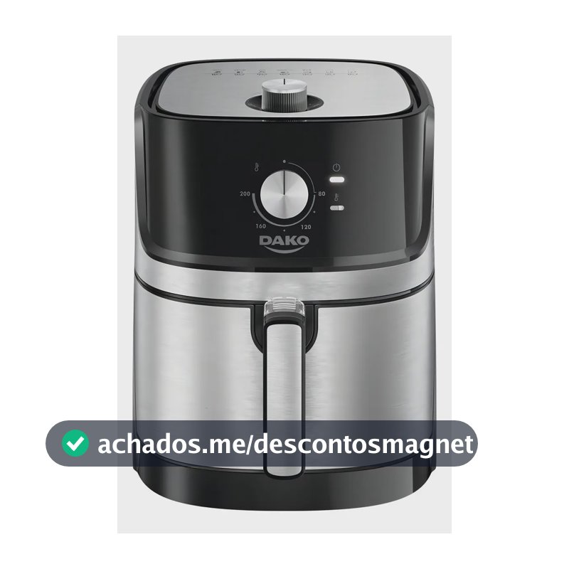 Fritadeira Air Fryer Dako 5 Litros Preto/inox Com Painel Analógico E Potência De 1700w