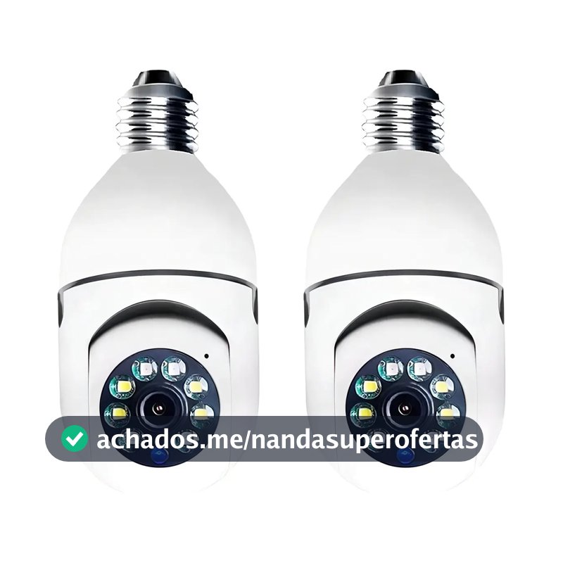 Kit 2 Câmeras Segurança 360º Jortan Wifi IP HD Visão Noturna Lâmpada