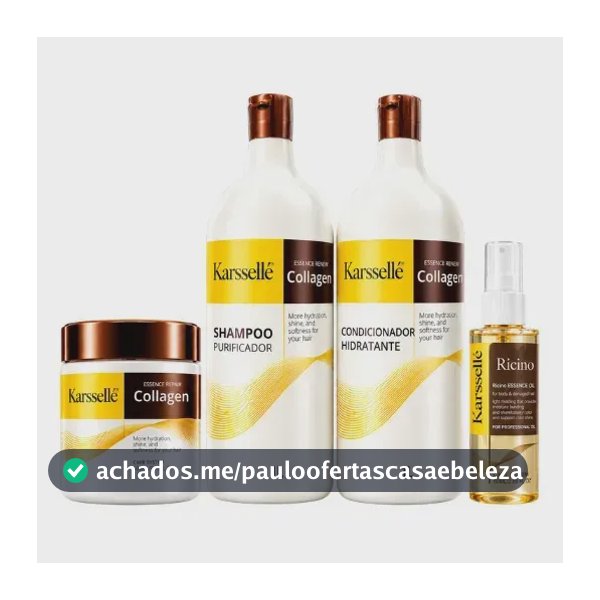 Kit Karssellé Shampoo 1l + Condicionador 1l + Máscara 500g + Óleo 60ml