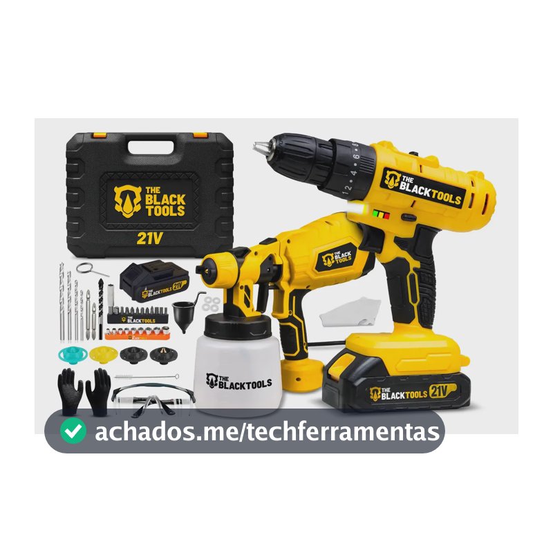 Pistola Pintura Eletrica Pulverizador + Parafusadeira Amarelo