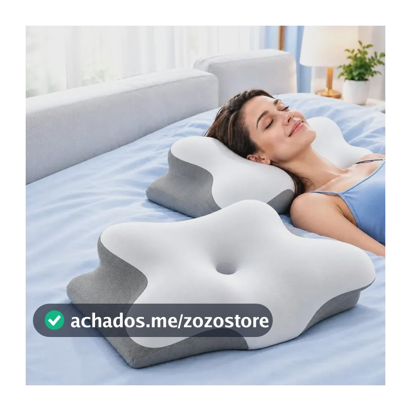 Travesseiro Japonês Cervical Ergonomico Espuma Viscoelastica Branco
