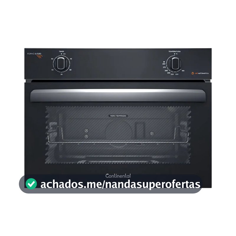 Forno de Embutir a Gás Continental 50L TOPLimpaFácil OC4GM Cor Preto