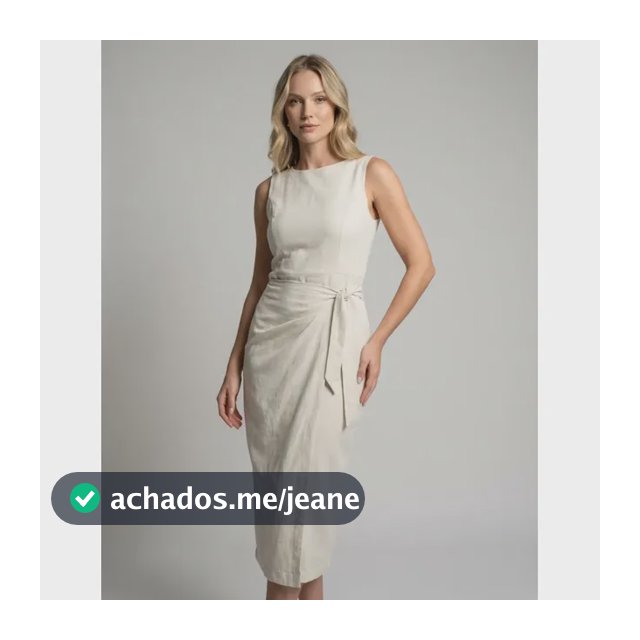 Vestido Midi Em Linho Misto Com Amarração Lateral Feminino