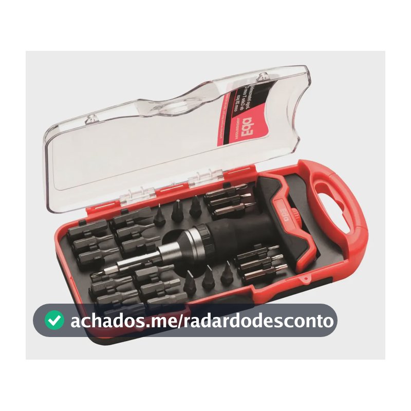 Jogo Chave Catraca Bits Soquetes 28 Peças Profissional Vermelho E Preto