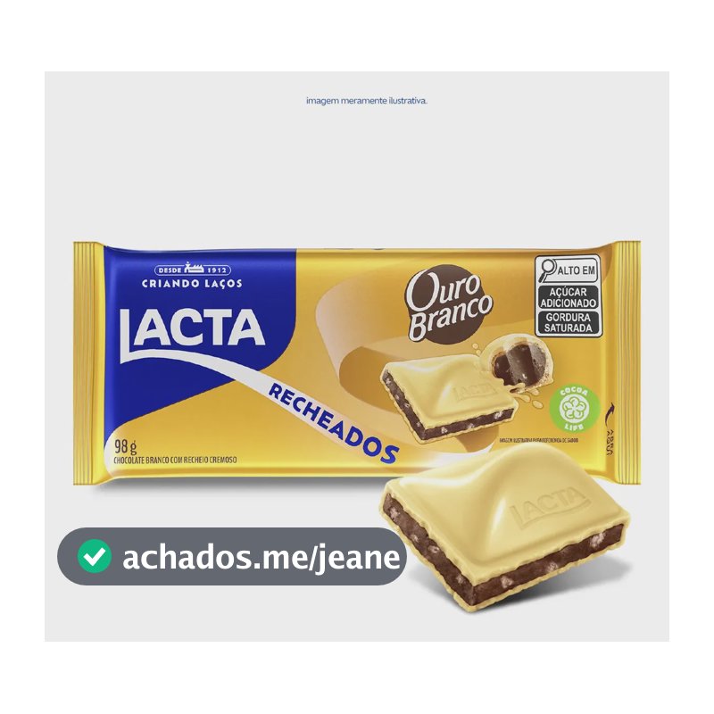 Chocolate Branco Lacta com Recheio Ouro Branco 98g