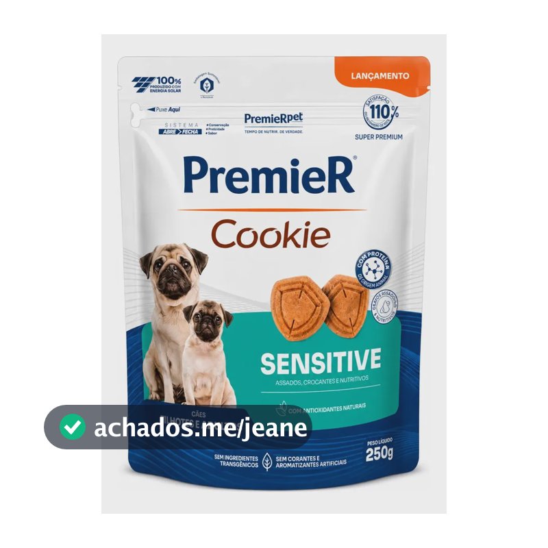 Petisco Premier Cookie Sensitive Para Cães 250g