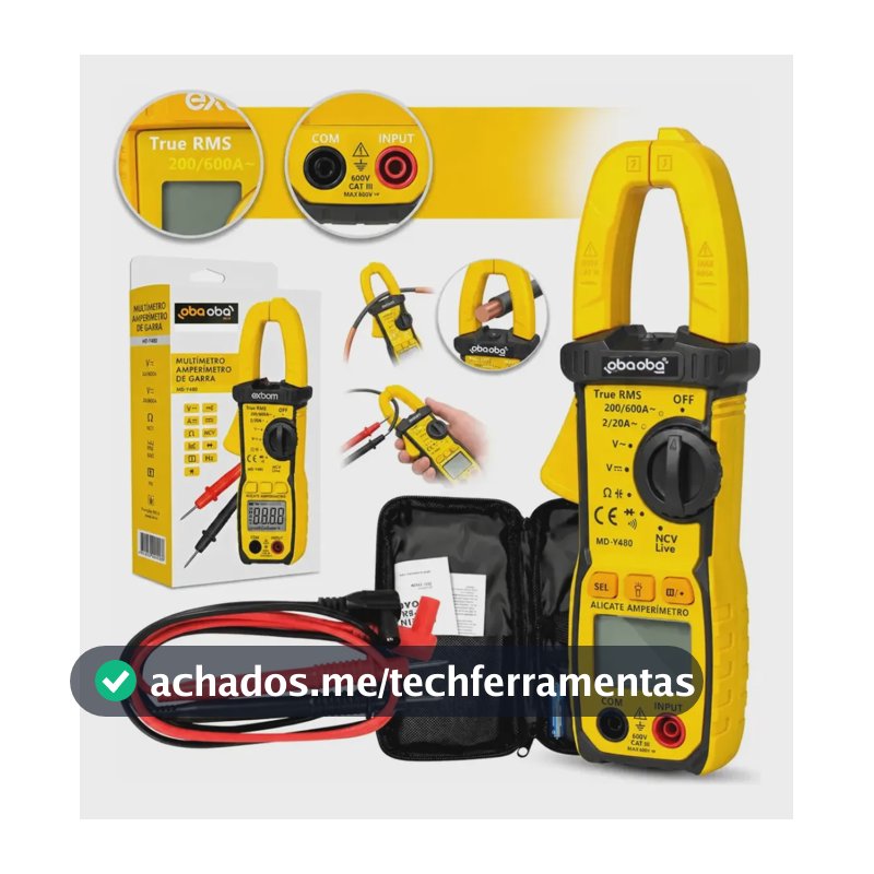 Alicate Amperímetro Digital True Rms Automático Ncv + Estojo