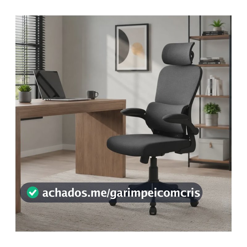 Cadeira De Escritório Estofada Ergonômica Lombar E Cervical Preto Mash