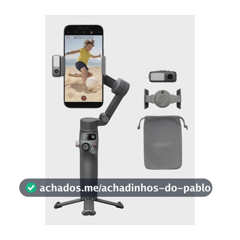 DJI Osmo Mobile 7P para celulares, iPhone e Android, rastreamento nativo, iluminação, estabilizador de 3 eixos, inicialização rápida, edição com um toque, braço extensível - DJI132