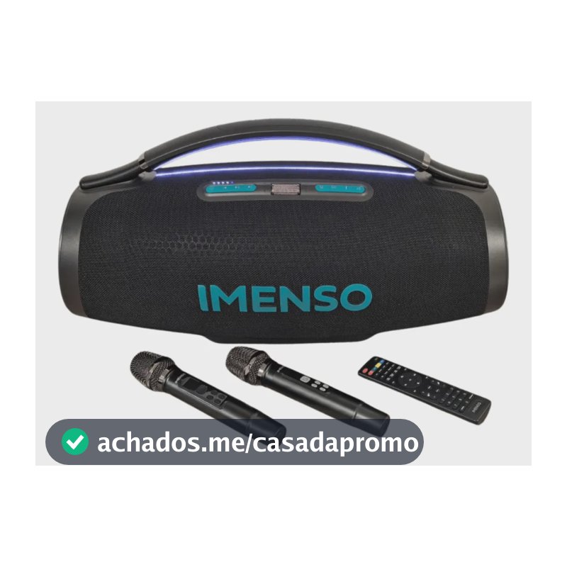 Caixa De Som Imenso X69a 500w Rms 45000mah Rgb Ipx6 2 Mic Preto 110220 V