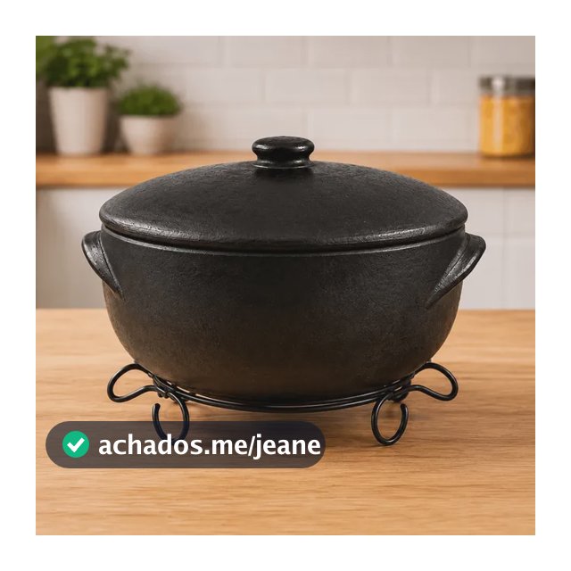 Panela De Barro Capixaba Preta 4,5 L Com Suporte Preto