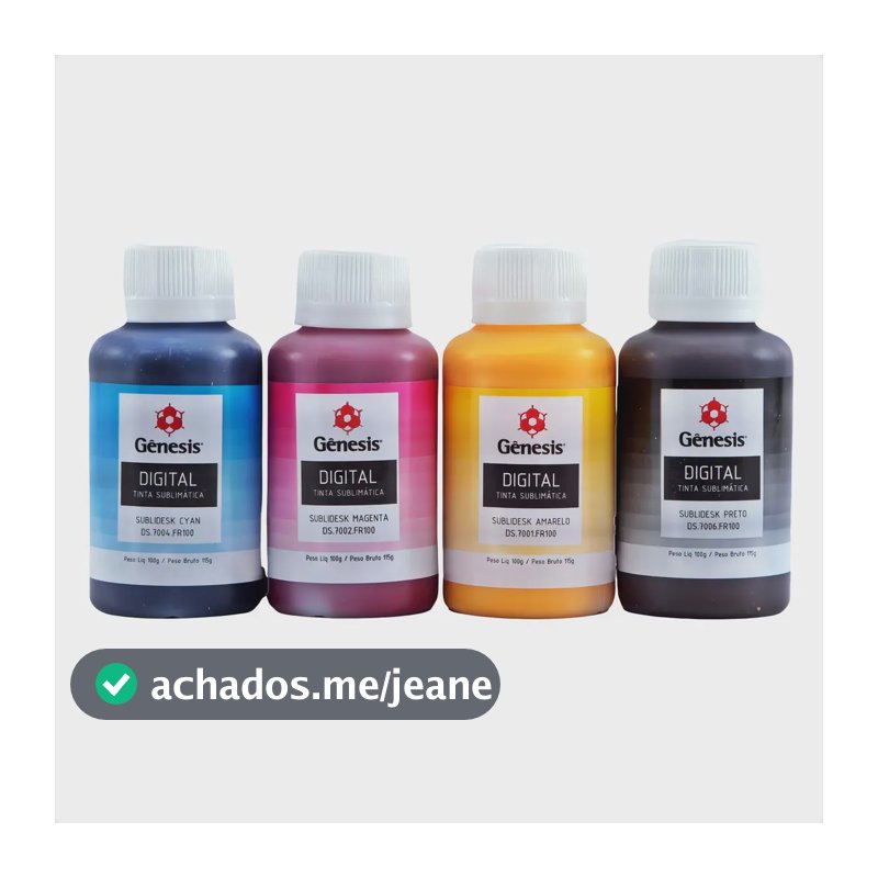 Tinta Genesis sublimação DS7000 4 unidades 100mL preto amarelo ciano magenta para impressoras Epson