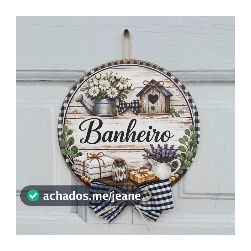 Guirlanda Porta Rústica Banheiro Mdf 19cm Modelo 1
