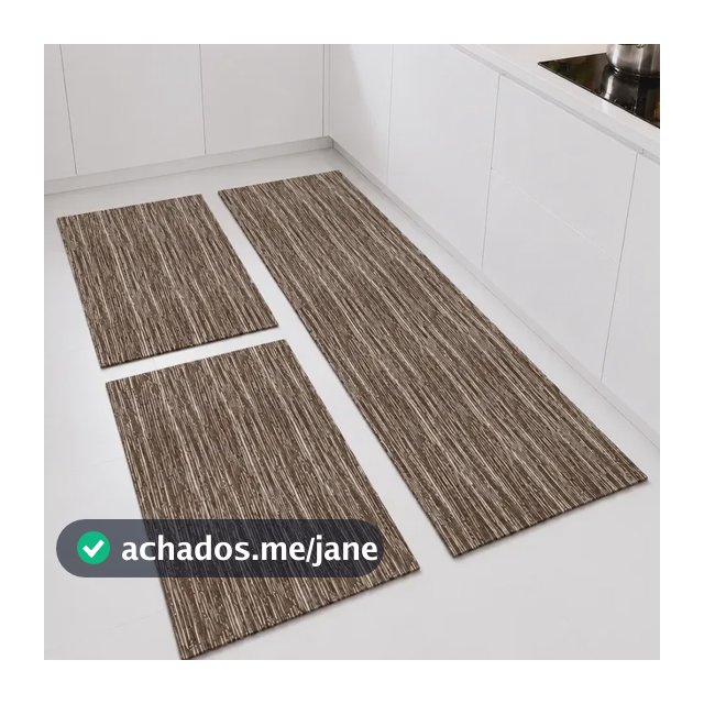 Tapete Kit Cozinha Antiderrapante Passadeira Jogo Lavável 1.4 M 45 Cm Marrom