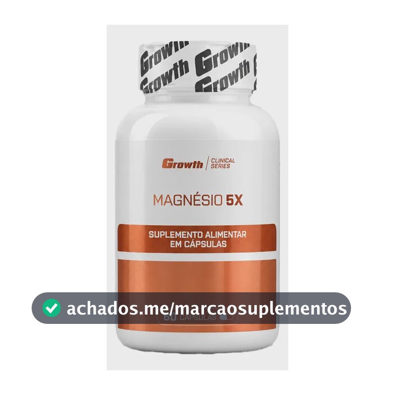 Magnésio 5x 60 Cápsulas Growth Supplements Sem Sabor