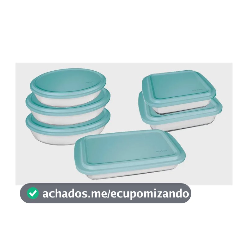 Conjunto Assadeiras 6 Peças De Vidro Com Tampa Verde Marinex