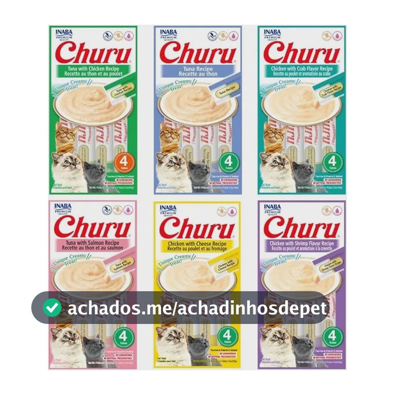 Petisco Para Gatos Kit 6 Unid Churu Sabores Variados 56g/cd