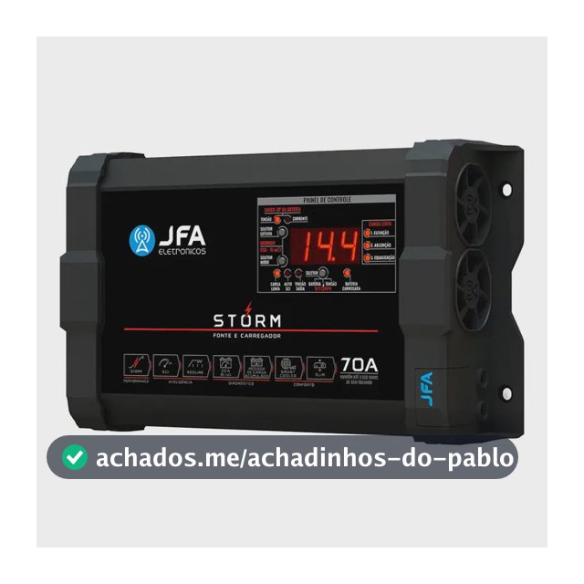 Fonte Automotiva Jfa Storm 70A Bivolt C Voltímetro e Amperímetro Preto para Baterias