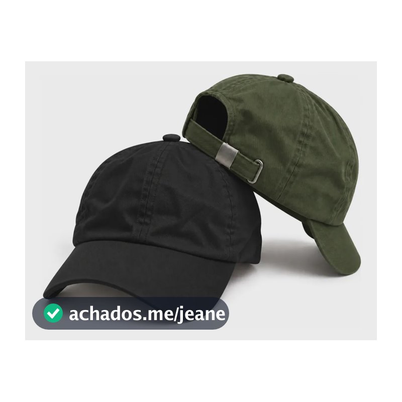 Kit 2 Boné Básico Liso Aba Curva Ajustável Unissex Baseball Preto E Verde Musgo Único Liso