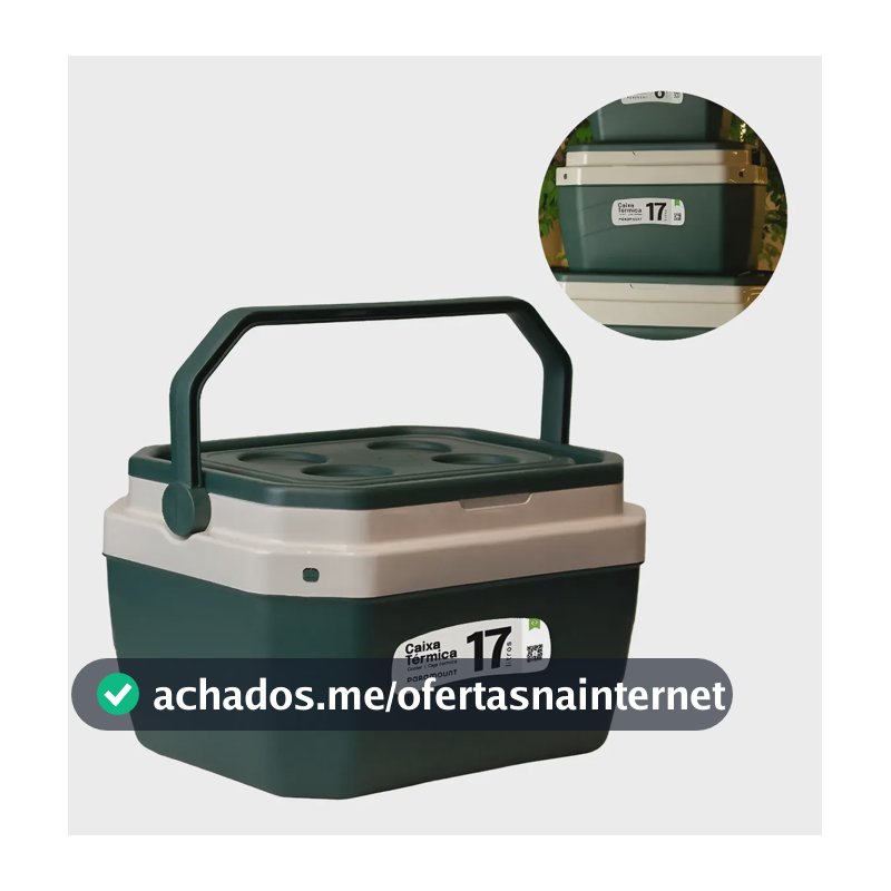 Caixa Térmica 17 Litros Cooler Praia Churrasco Paramount Verde-escuro