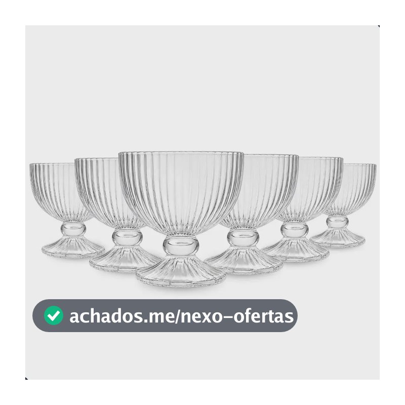 Jogo De Sobremesa Tigela Bowl 6 Em Vidro Desenhado