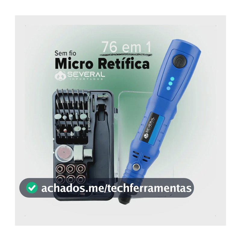 Mini Retífica Several Importados Multifuncional Recarregável 76 em 1 Peças Potente Para Lixar Polir Cortar