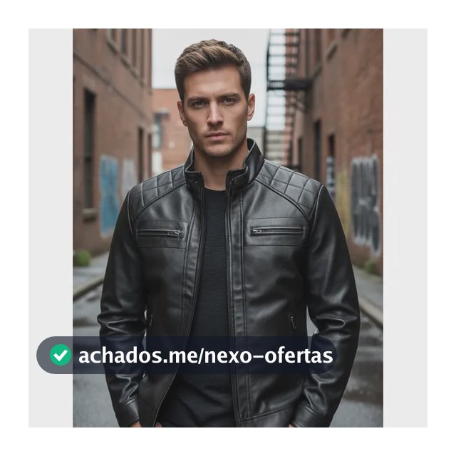 Casaco Couro Masculina Forrada Slim