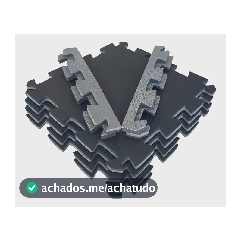 Tatame Eva 1x1m 30mm Dupla Face Preto Cinza Texturizado Jiu-jitsu