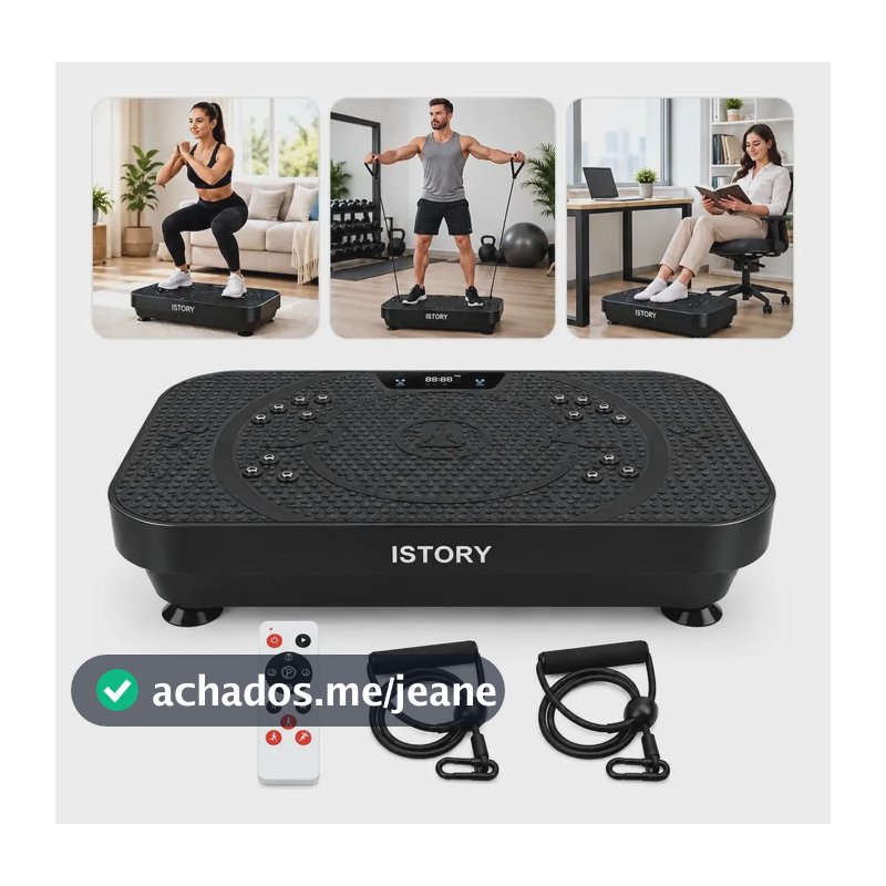 Plataforma Vibratória Ajustável Bluetooth Remoto 199 Níveis Preto 110v/240v