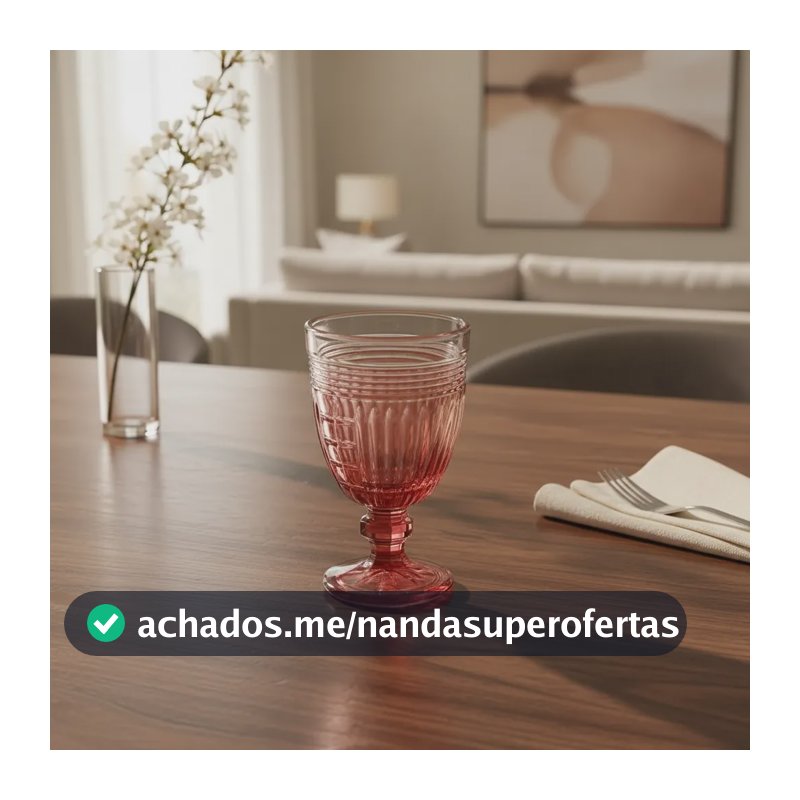 Jogo De Taças 3 Peças Vidro Mesa Posta, Agua, Suco E Vinho Vermelho