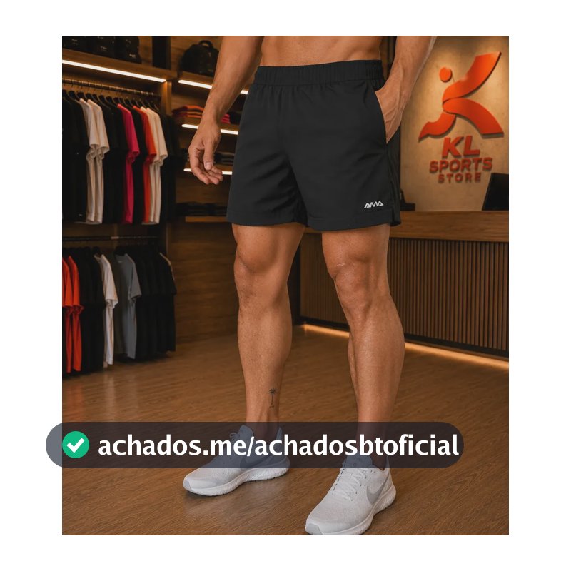 Shorts Ama Sports Masculino Esportivo Tech Academia Treino Black Tech Gg