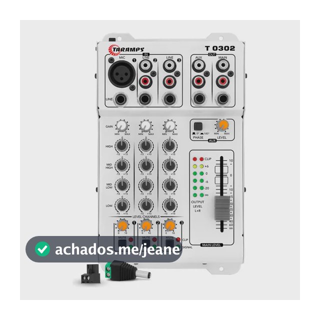 Mesa de Som Analógica Taramps T 0302 de 3 Canais Com Equalizador Para Som Automotivo