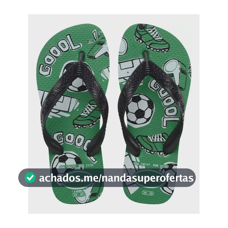 Chinelo Havaianas Kids Athletic Infantil - Menino Verde Futebol/bola/gol 31.32 Br