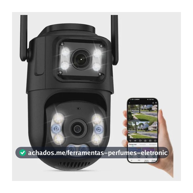 Câmera De Seguranca Externa Ip Wi-fi Lente Dupla App Icsee Preto