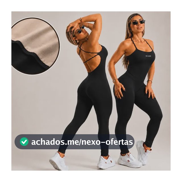 Macacão Fitness Forrado Feminino Longo Em Suplex Academia Preto G (42 Ao 44)