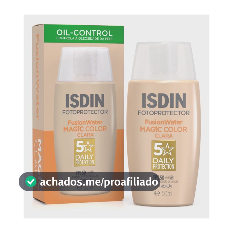 ISDIN Protetor Solar Facial Fusion Water Magic Color FPS 50 – Cor Clara - 50ml
