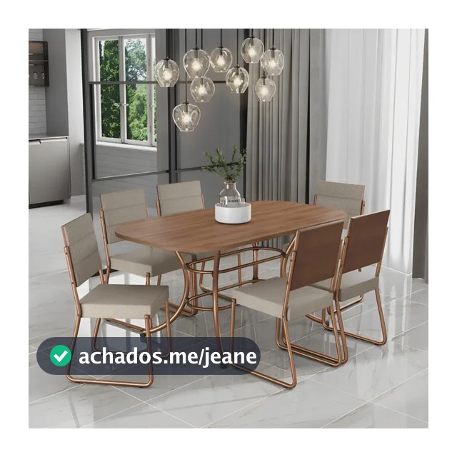 Conjunto Sala De Jantar Mesa E 6 Cadeiras Fênix Carraro Rose